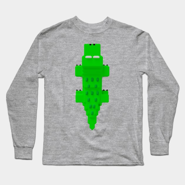 Green Crocodile Long Sleeve T-Shirt by Cats Roar